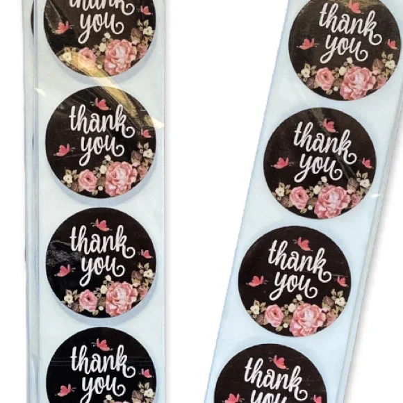 300 Pack of 1" Round Rose Butterfly Thank You Stickers "Thank you" PRICE IS FIRM - Picture 2 of 3